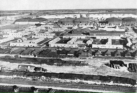 Aerial view of tent city