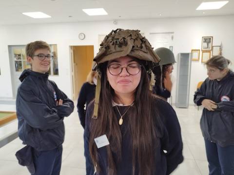 Cadet trying the helmet